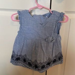 12-18 month two piece Janie and Jack Chambray outfit with embroidery.